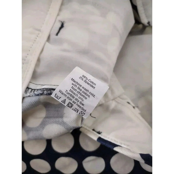 J. Crew Sz 8 Stretch City Fit Blue W/White Polka Dot Skimmer Pants W/Pockets - Picture 6 of 6